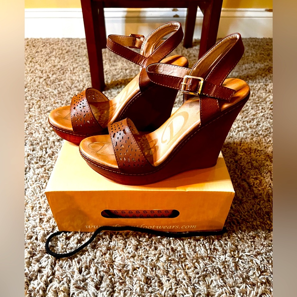 Brown wedge sandals
